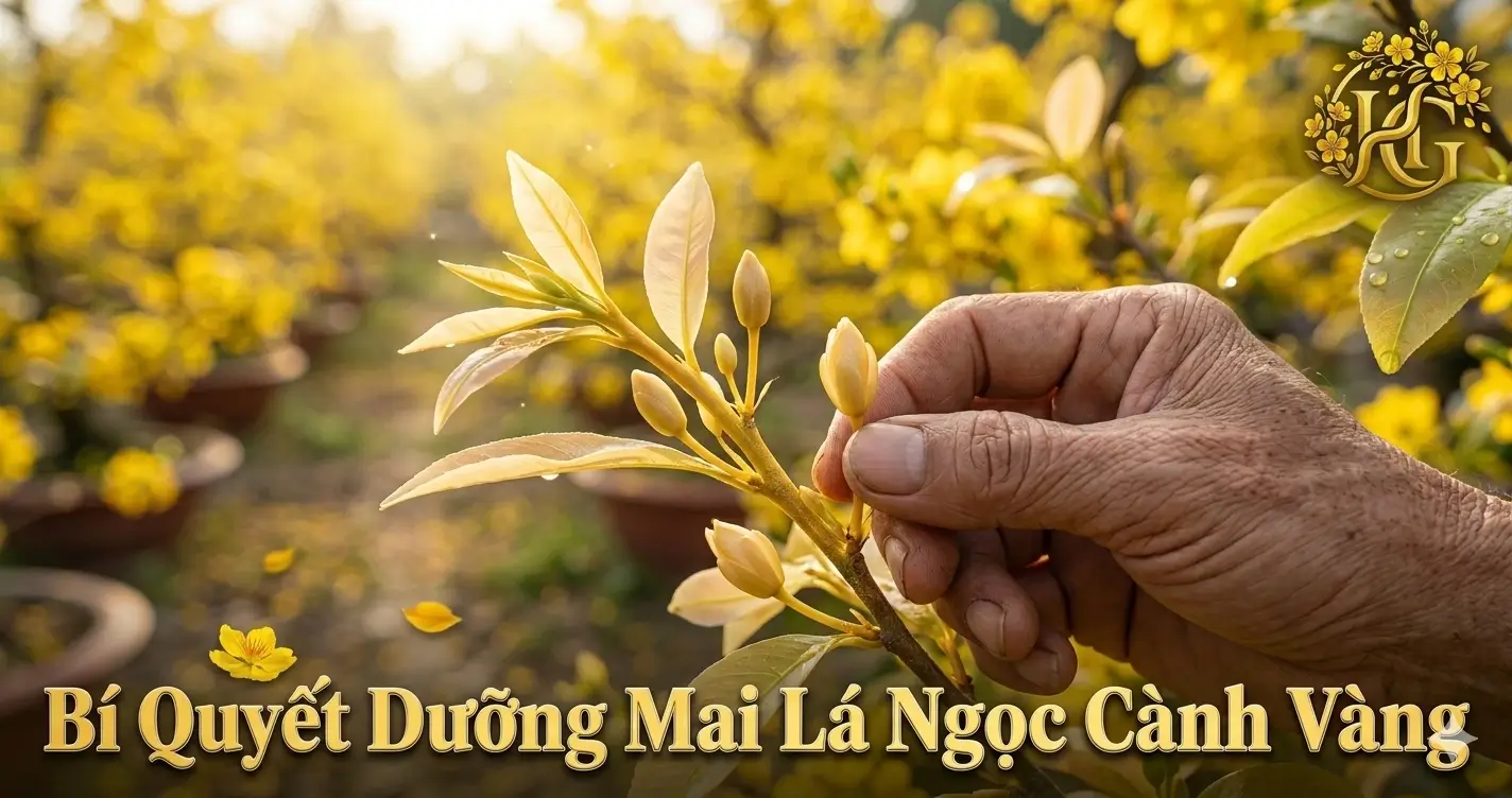 Hướng dẫn chi tiết cách trồng, bón phân và tạo dáng mai lá ngọc cành vàng từ nhà vườn Chợ Lách